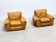 Ensemble de deux chaises longues en cuir cognac italien