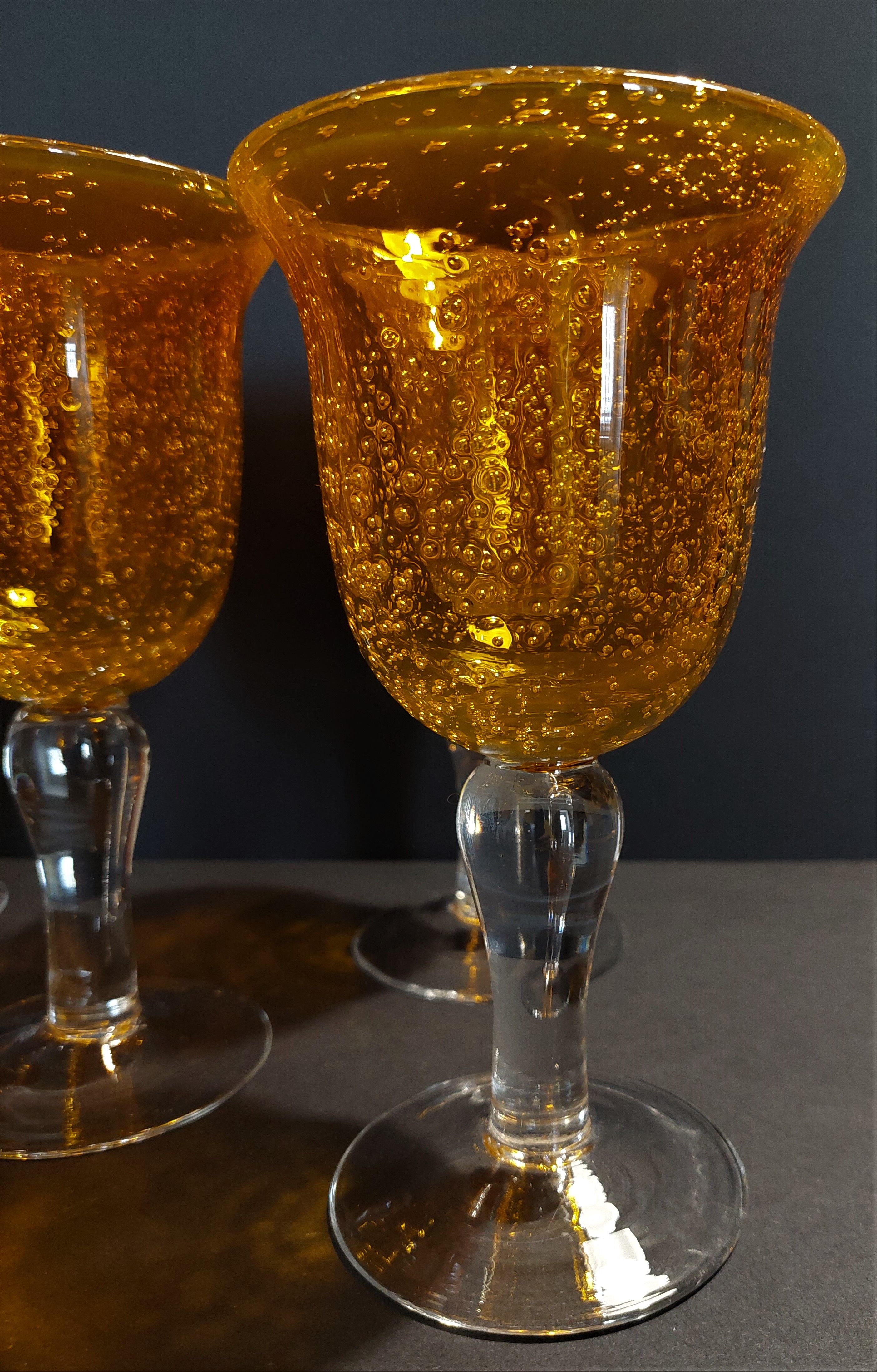 Series of six water glasses blown glass Biot XXth