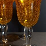 Series of six water glasses blown glass Biot XXth