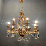 Lustre italien en verre de Murano doré doré en or florentin