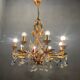 Italian Florentine Gold Gilded Murano Glass Chandelier