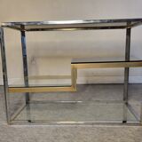 Showcase shelf 70s metal & smoked glass