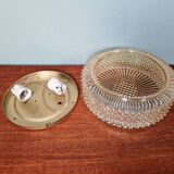 Plafonnier ou applique murale en cristal ambré et métal doré, 1970