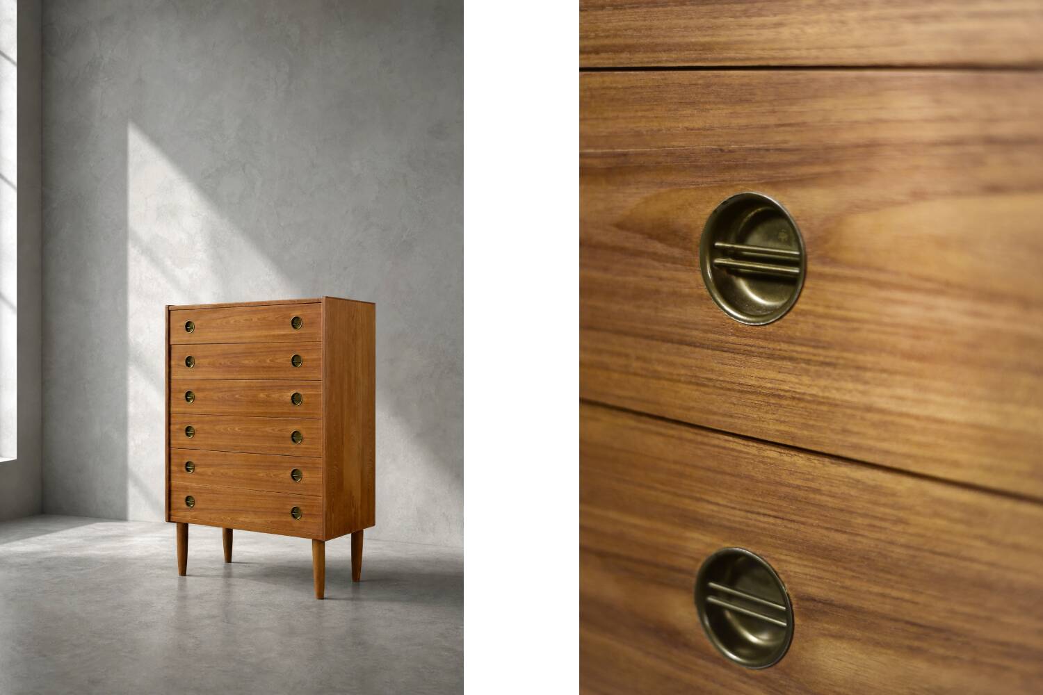 Commode haute en teck vintage danois moderne du milieu du siècle
