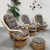 Vintage bamboo rocking lounge swivel tilt chairs Axel Enthoven