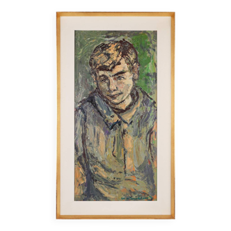 Mid-century oil painting of a child signed by the Belgium artist Jan Vandek