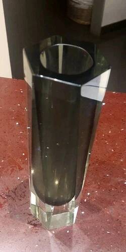 Vase Vintage En Verre Murano Sommerso Goutte Gris Fumé Transparent Années 6