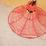 Vintage tulip hanging lamp in rattan