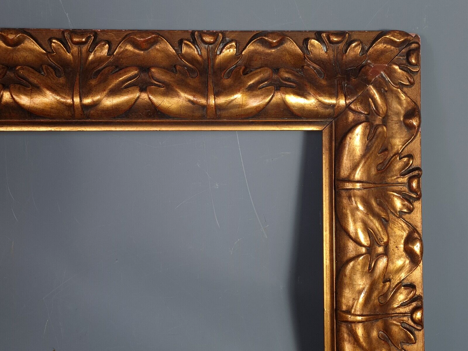 Large frame nineteenth century gilded stucco wood old gold 80x66 foliage 62x47.5 cm SB
