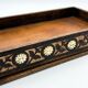 Vintage handcrafted service platter in carved and inlaid wood, India.