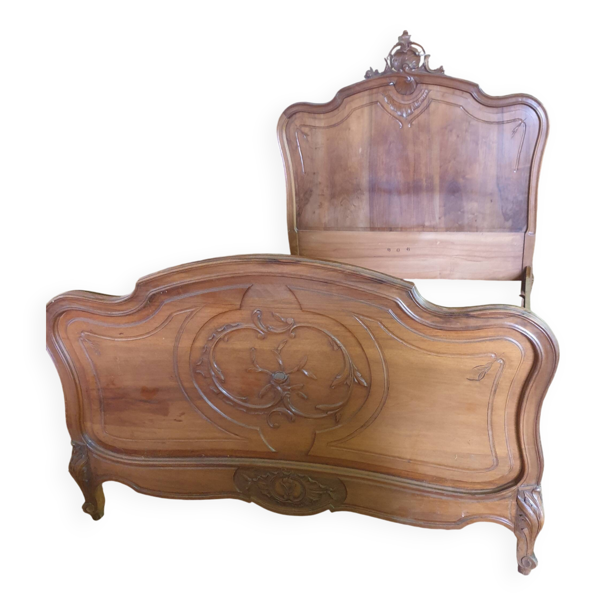 Walnut bed frame - Louis Philippe style