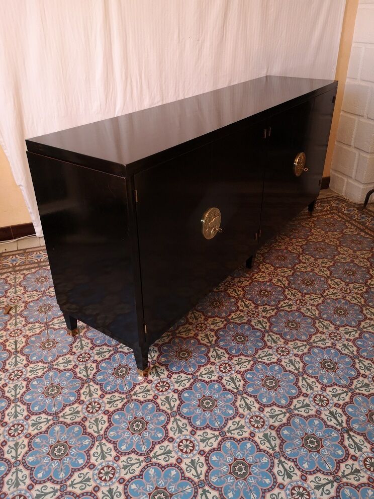 4-Door black laced enfilade by Jean Pascaud 1940 1945 art deco