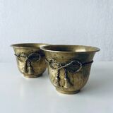 Pair of brass cord pot covers