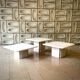 Ensemble de 3 tables basses en travertin de Claude Berraldacci