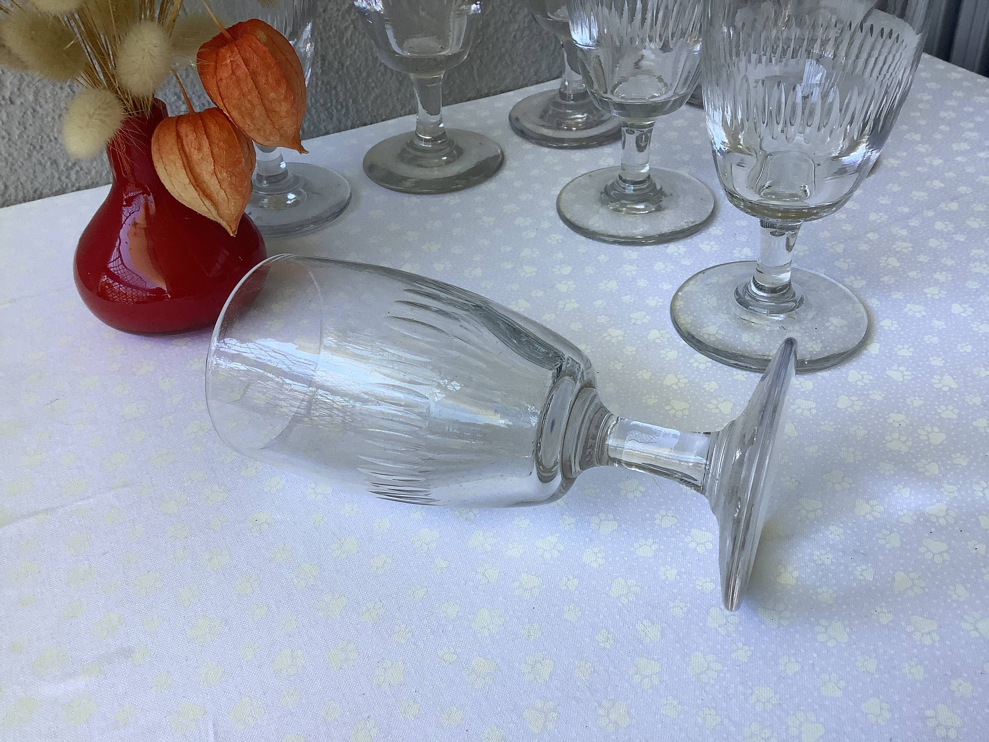 Antique wine glasses half-crystal - France circa 1900