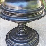 Ancient Burmese laywood offering pot