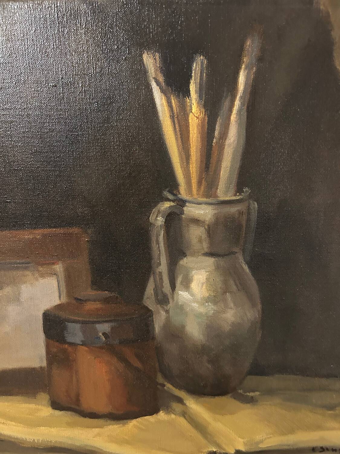 Old oil painting: still life