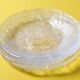 Set of 4 Kosta Boda Tropic Glass Dessert Plates, Scandinavian Fruit Design