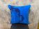 Blue Tribal Totem Rug Pillow, 16x16 Anatolian Wool Cushion