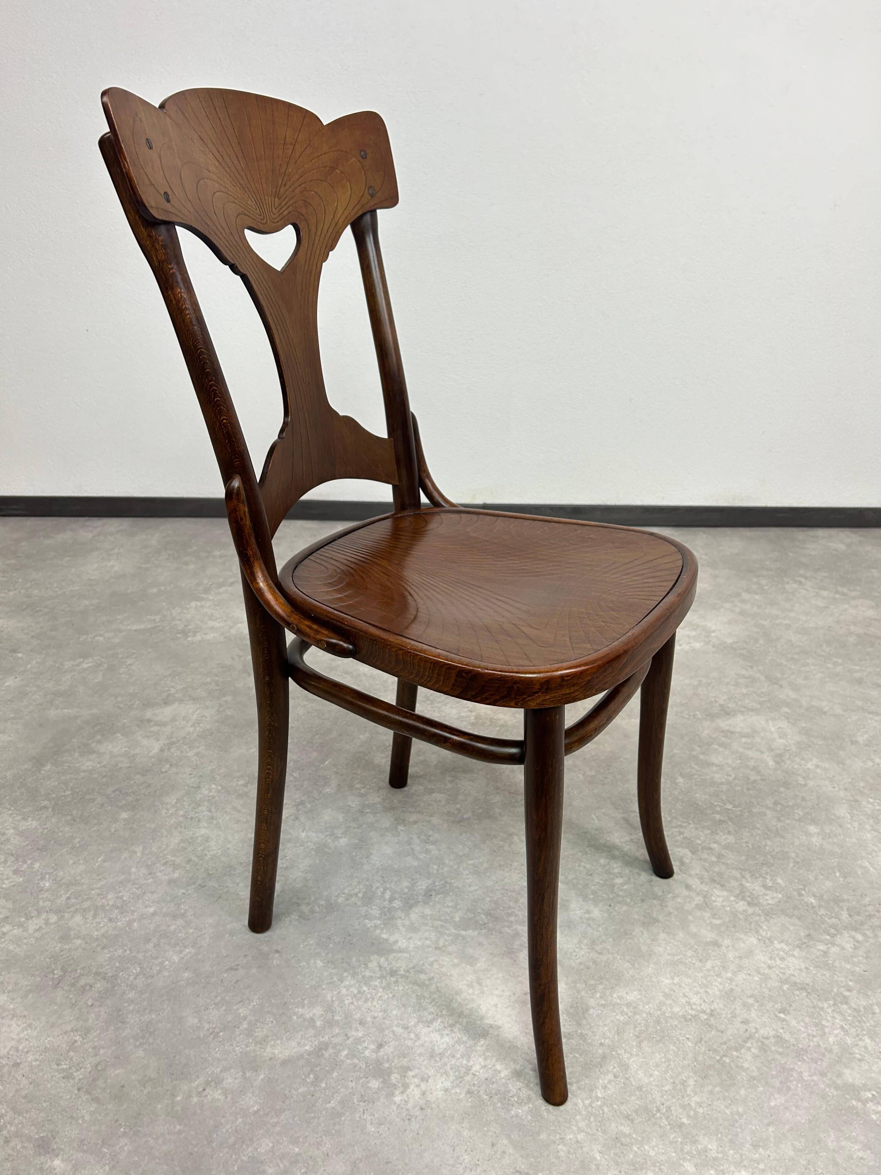 Chaise de salle à manger Jugendstil très rare n°522 par Thonet