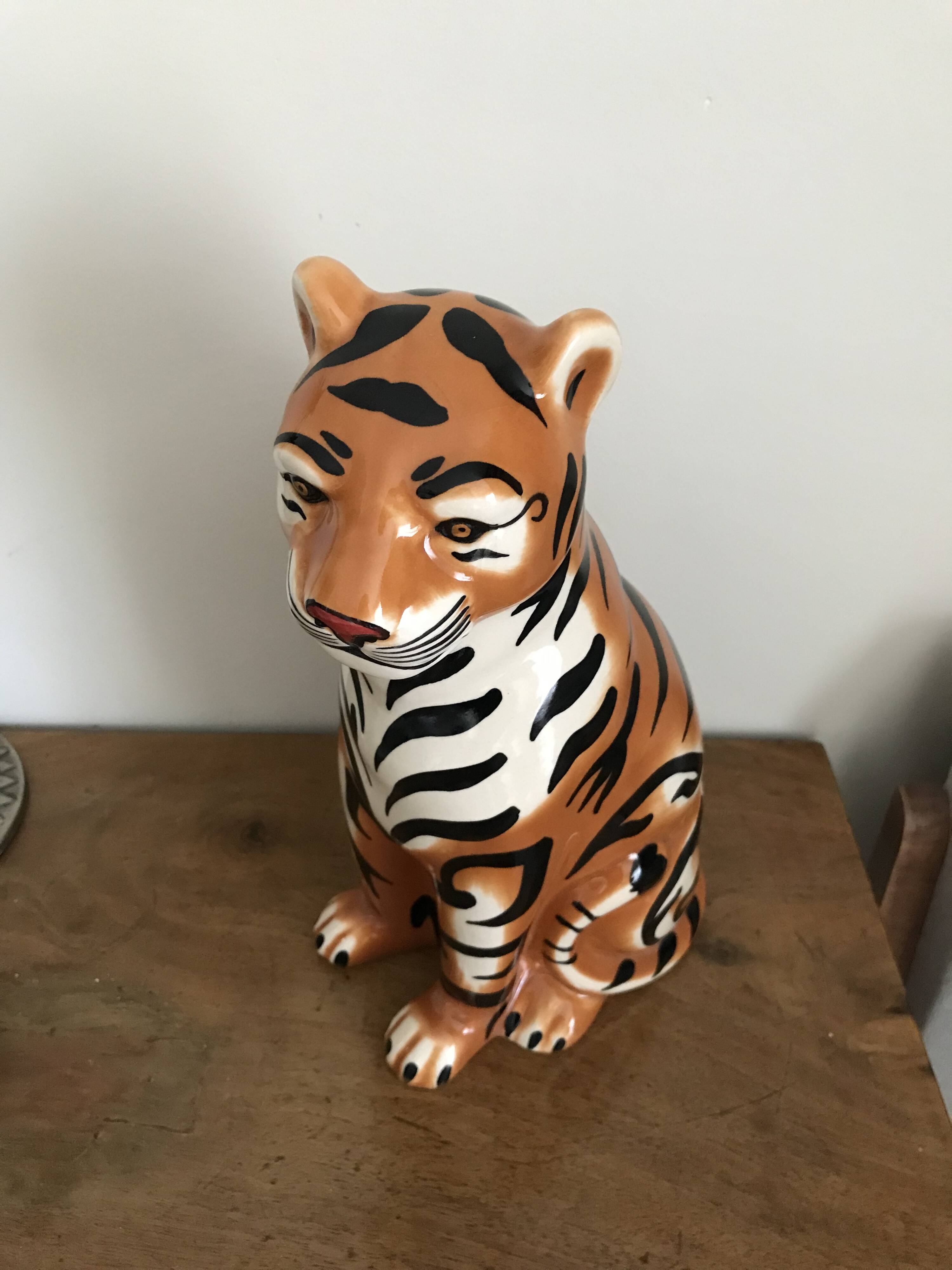 Glazed ceramic tiger 1970
