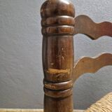 Charles Dudouyt (1885-1946) - Low chair in turned wood and straw - 1940