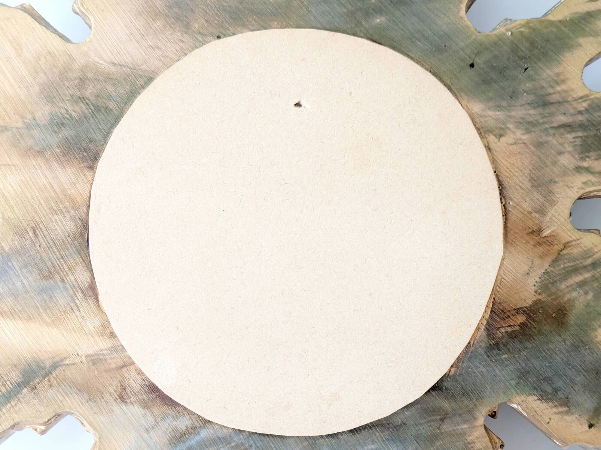 Vintage sunburst mirror in wood and gold resin, 1960s–70s