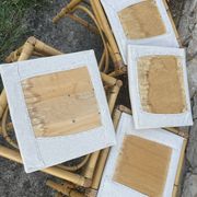 4 tabourets vintage bambou et rotin – années 60/70