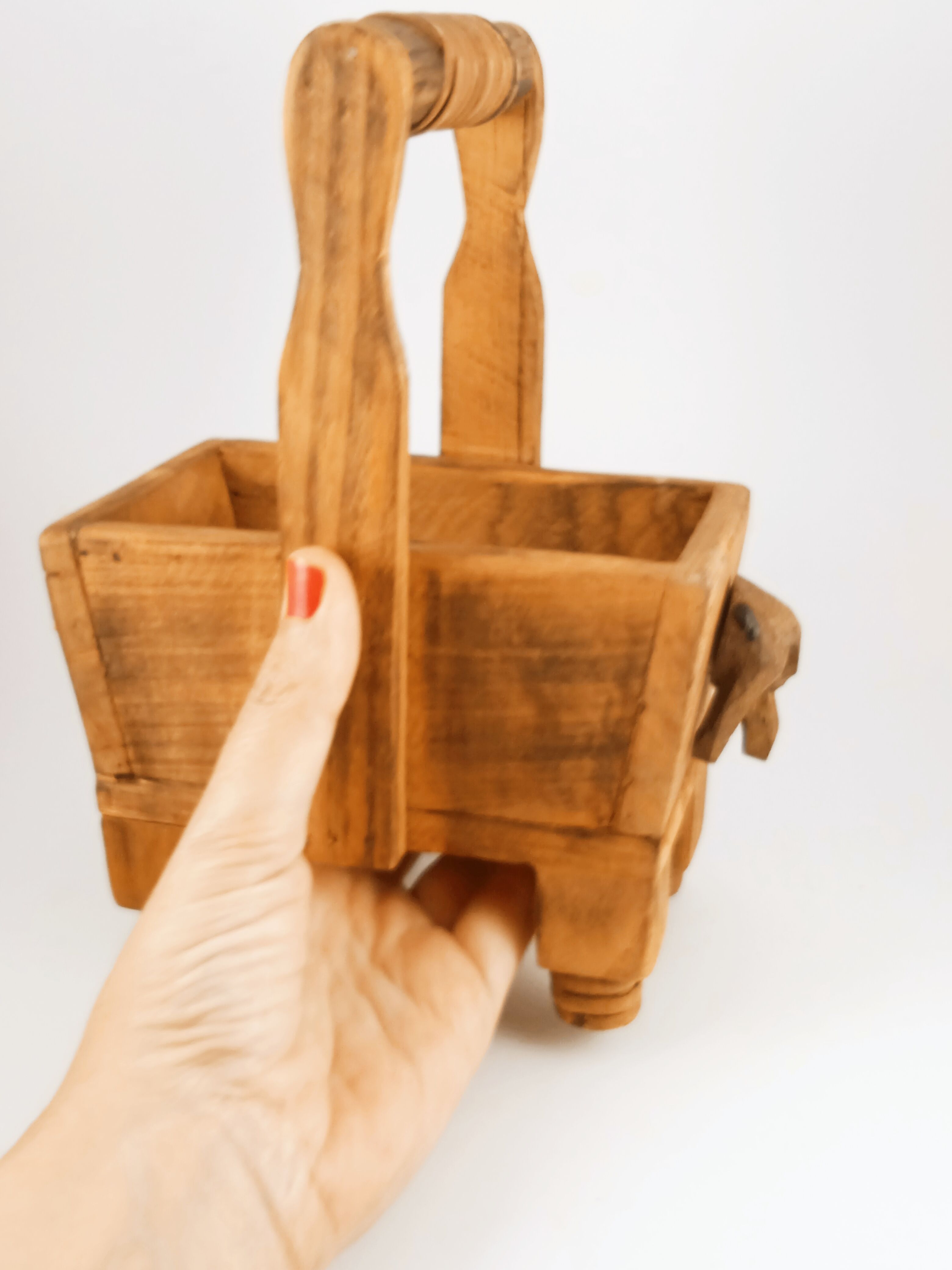 Indian wooden elephant pot cache 40s