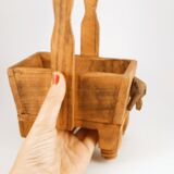 Cache pot indien d'éléphant en bois années 40