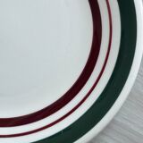 Vintage Dessert Plate Duo with Green and Burgundy Red Border