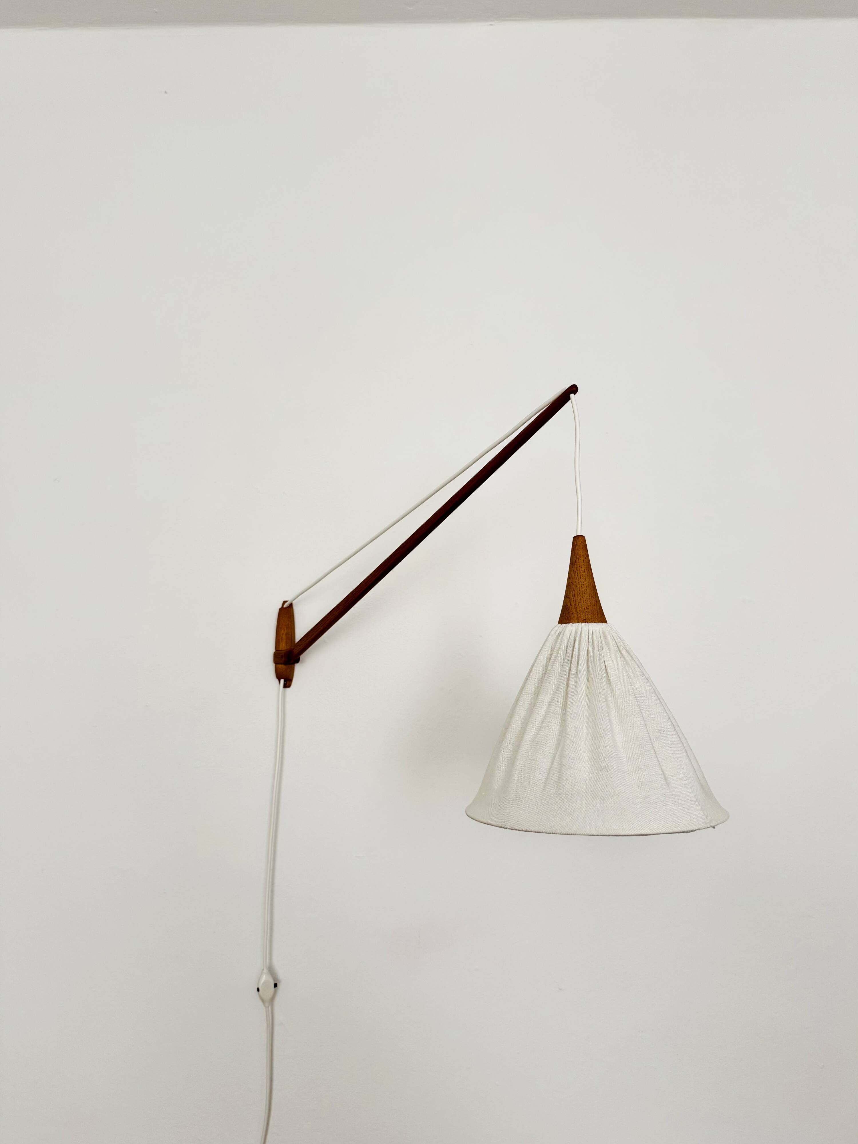 Danish Adjustable Oak Wall Lamp by Uno and Östen Kristiansson