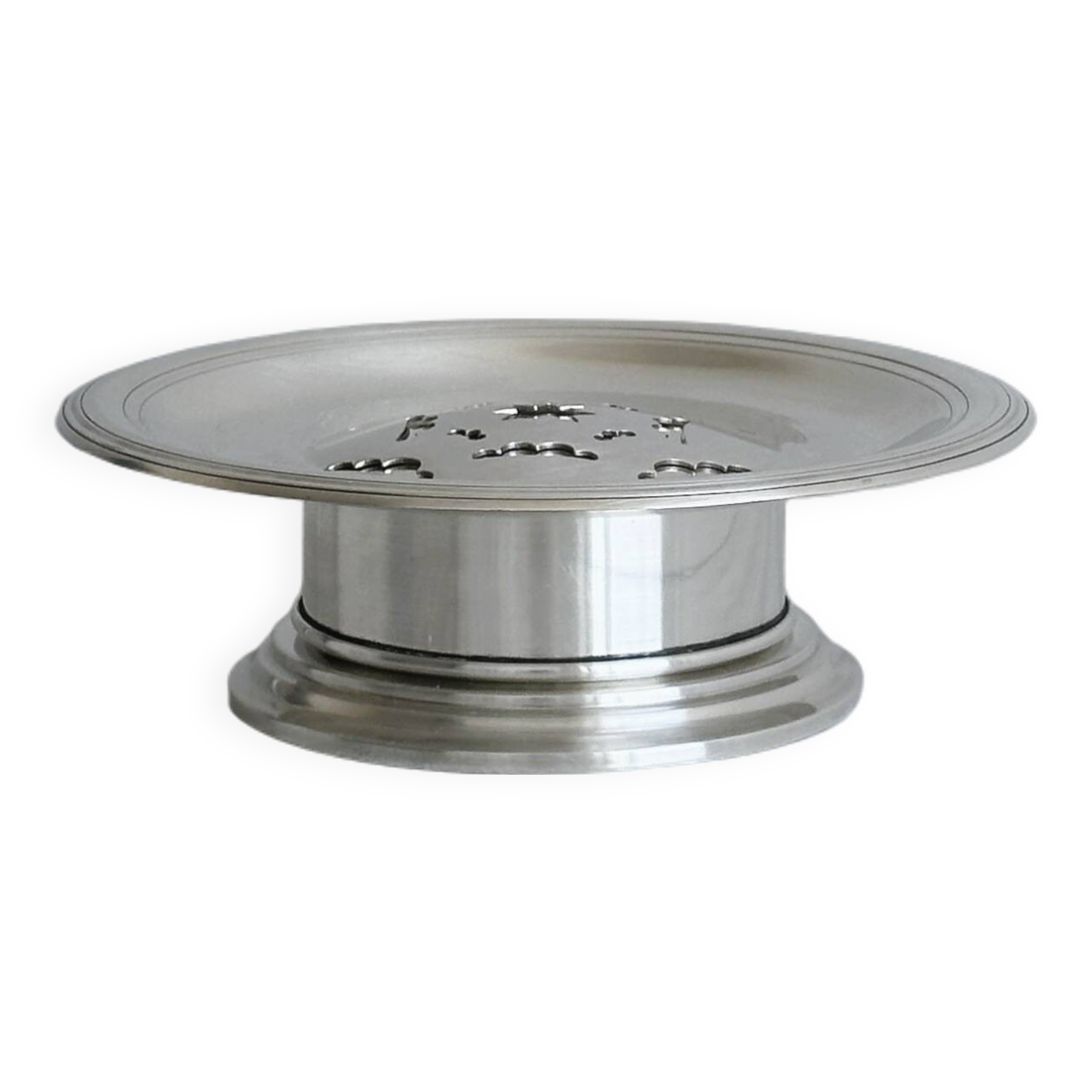 Old silver-plated metal presentation butter dish in Coquillor style