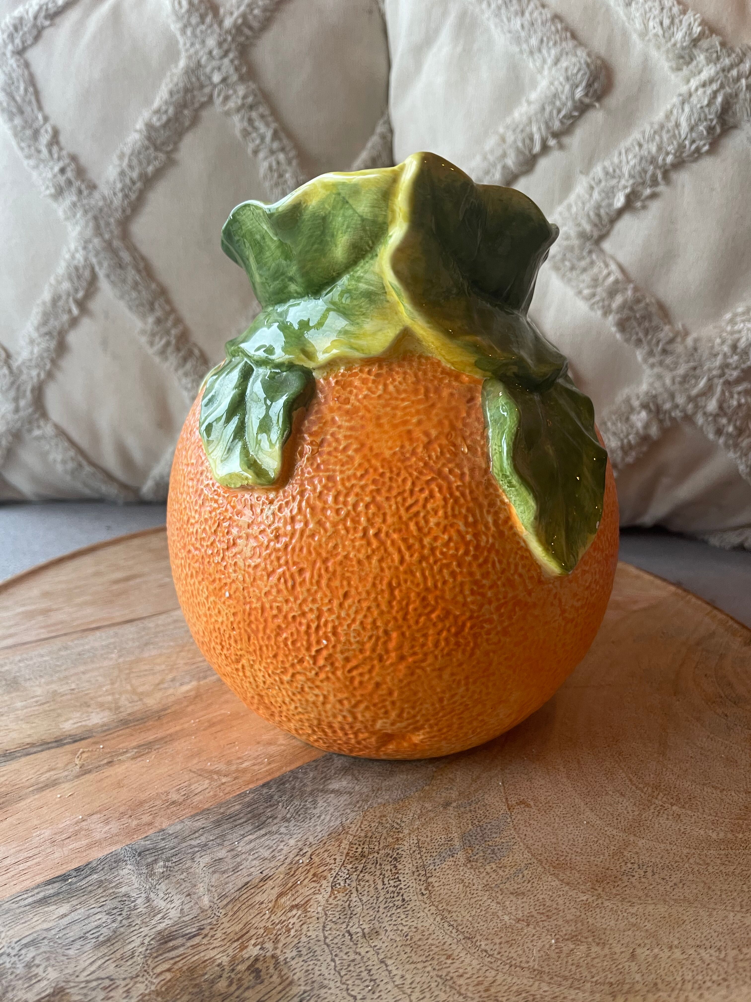 Vintage pitcher in the shape of orange mandarin clementine ceramic