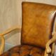Restored Chesterfield Art Deco 1920 office chair in leather and walnut.