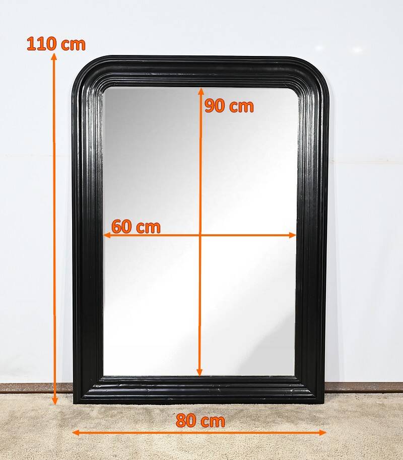 Large Blackened Wooden Mirror, Louis-Philippe style – Mid-19th century