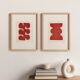 Duo de peintures sur papier - rouge brûlé - signés Eawy