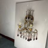 Large Crystal Beaded Murano Glass Sconces Set of 2,