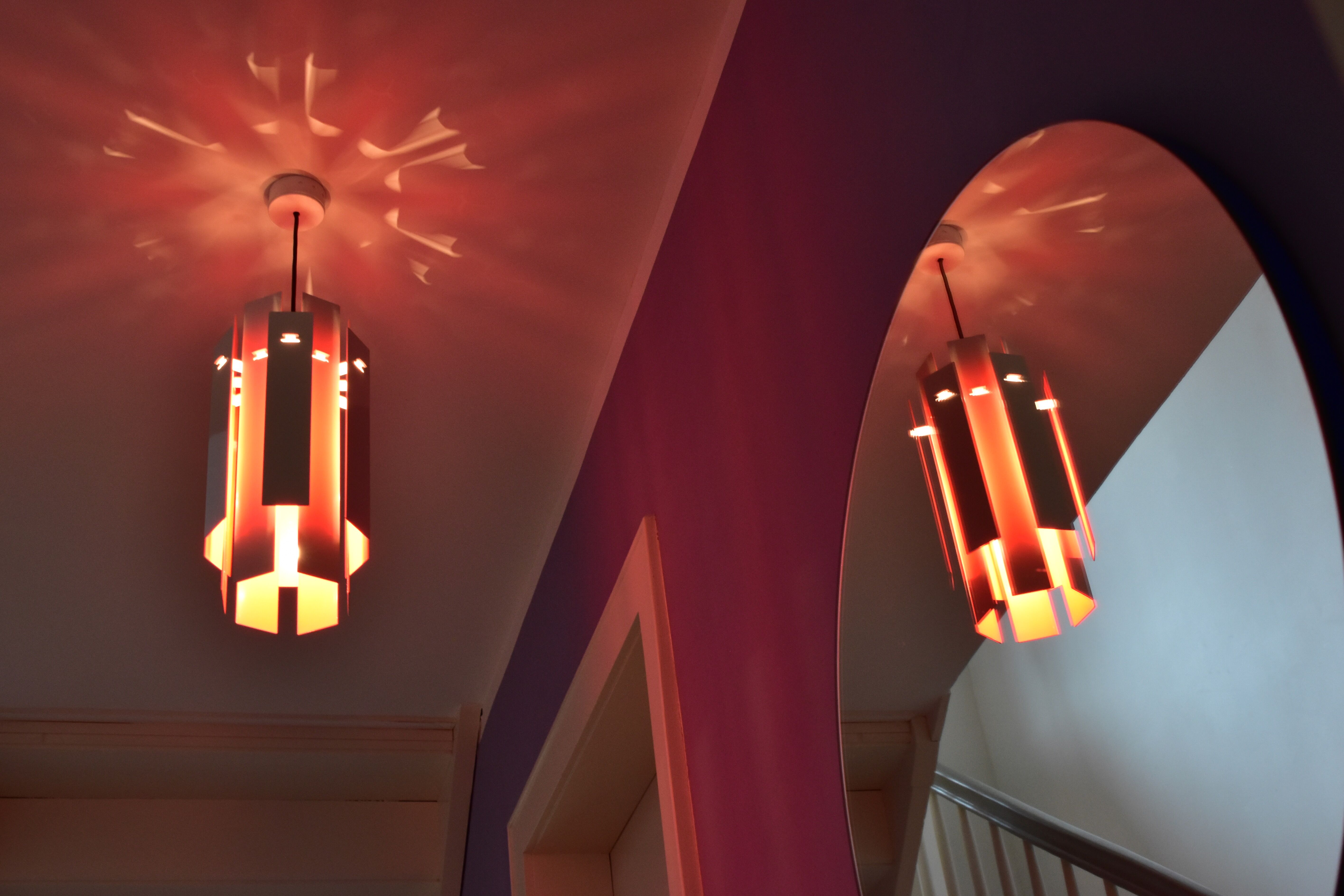 Cocktail Pendant by Henning Rehhof for Fog & Mørup in Red and White, 1970s