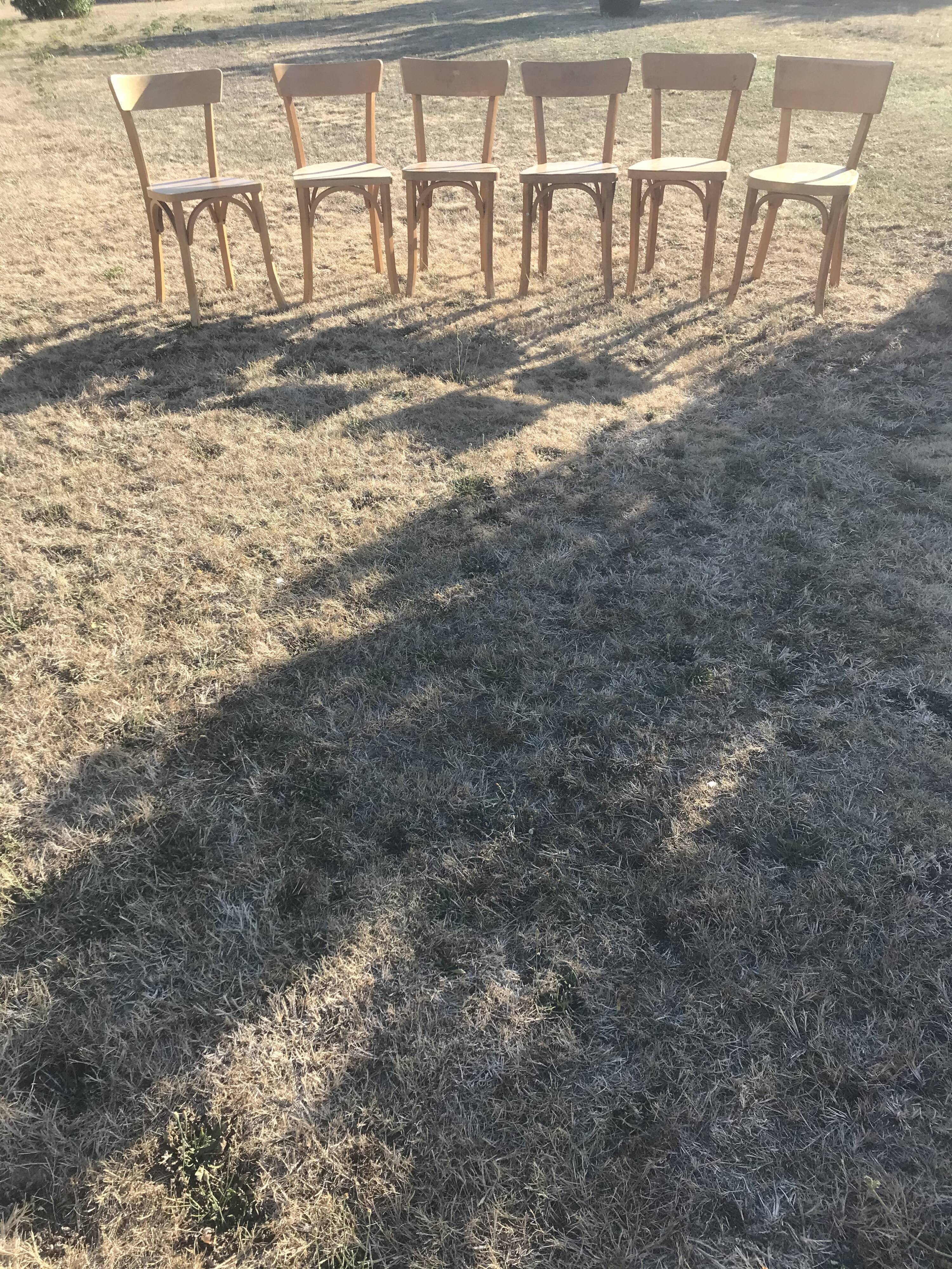 Lot of 6 vintage wooden bistro chairs