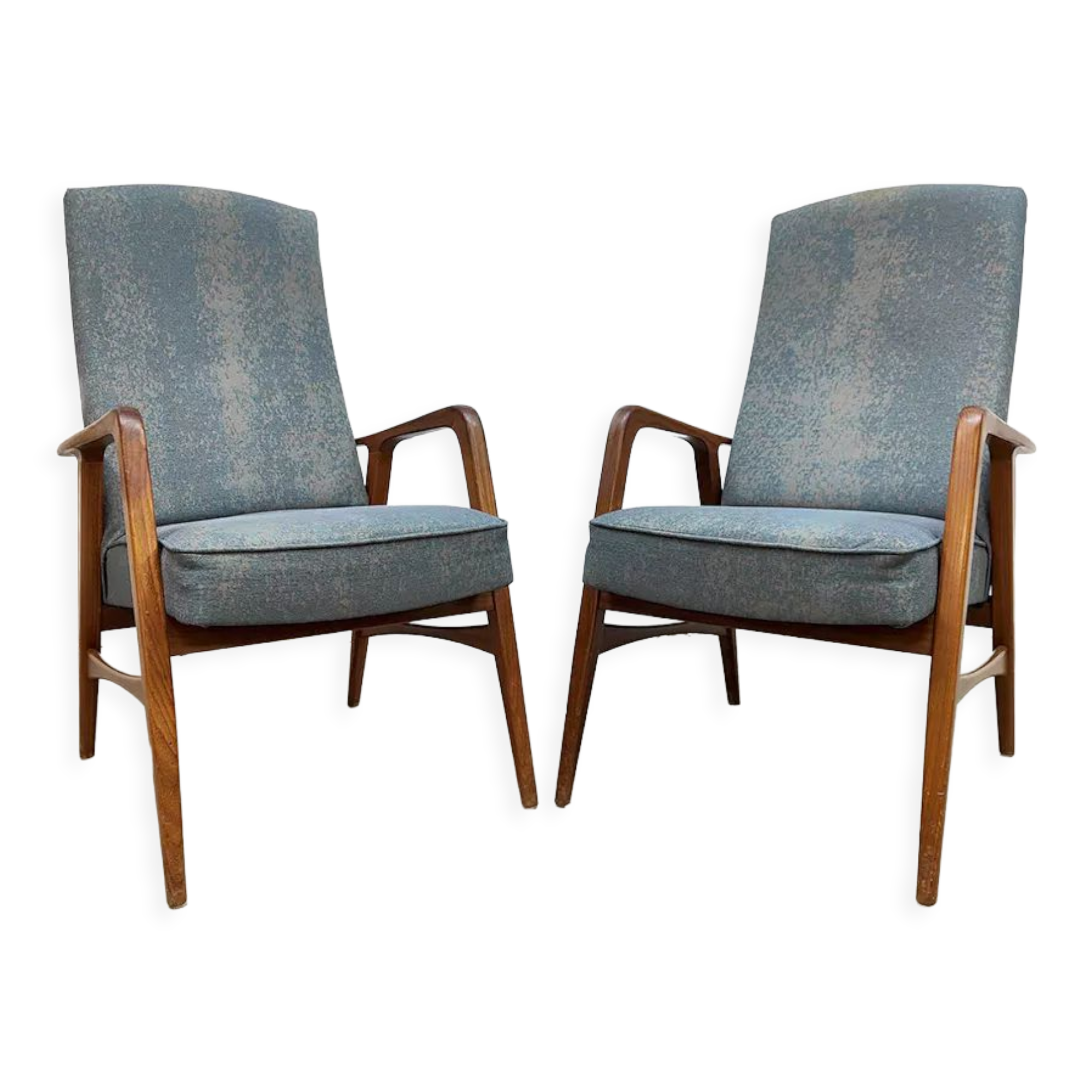 Vintage design armchairs 'Charming blue duo'
