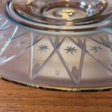 Large smoked glass bowl with star engraving – 1950s