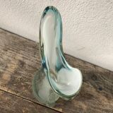 Murano Glass Vase, Cyan-transparent