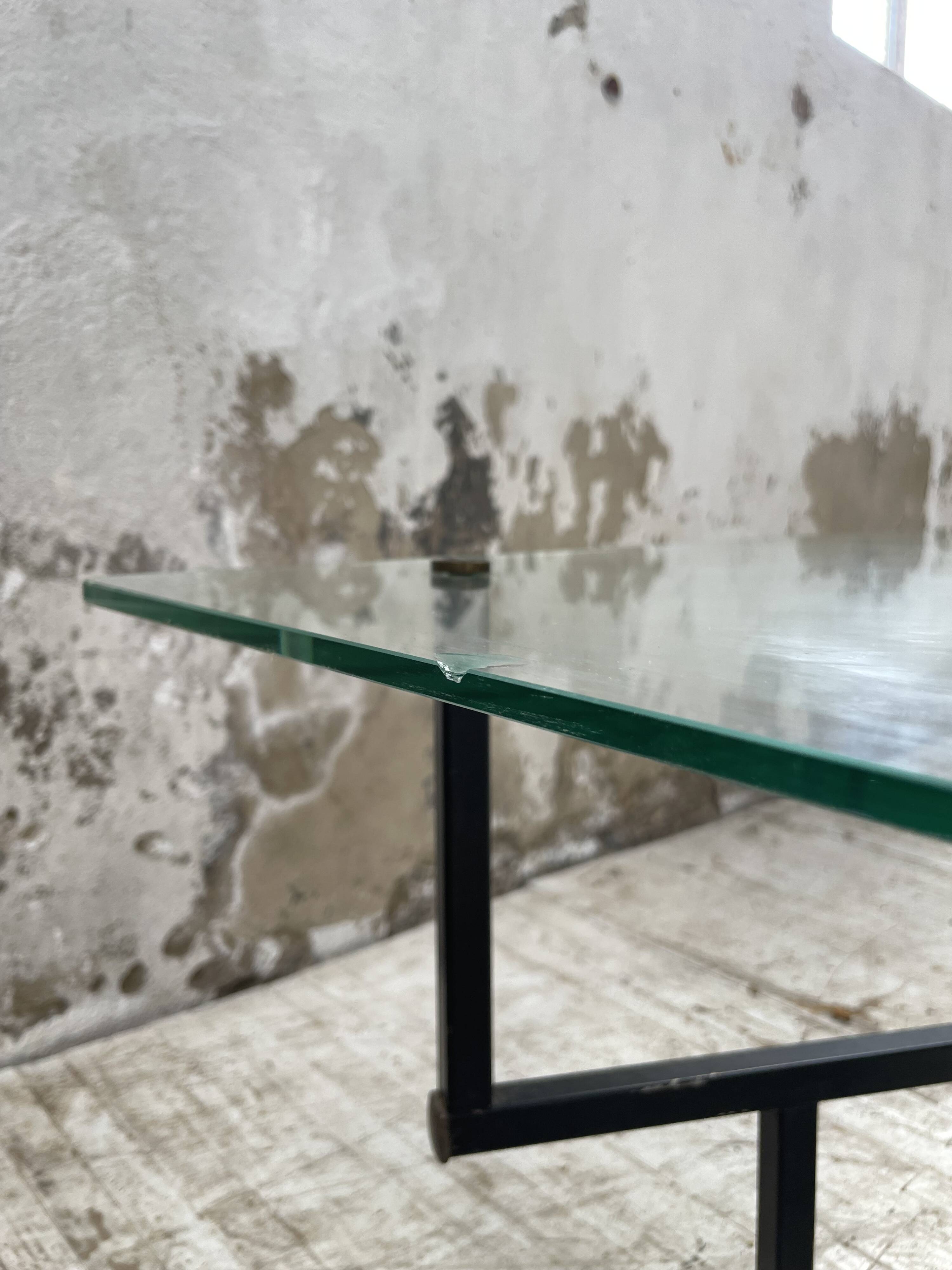 60s glass coffee table