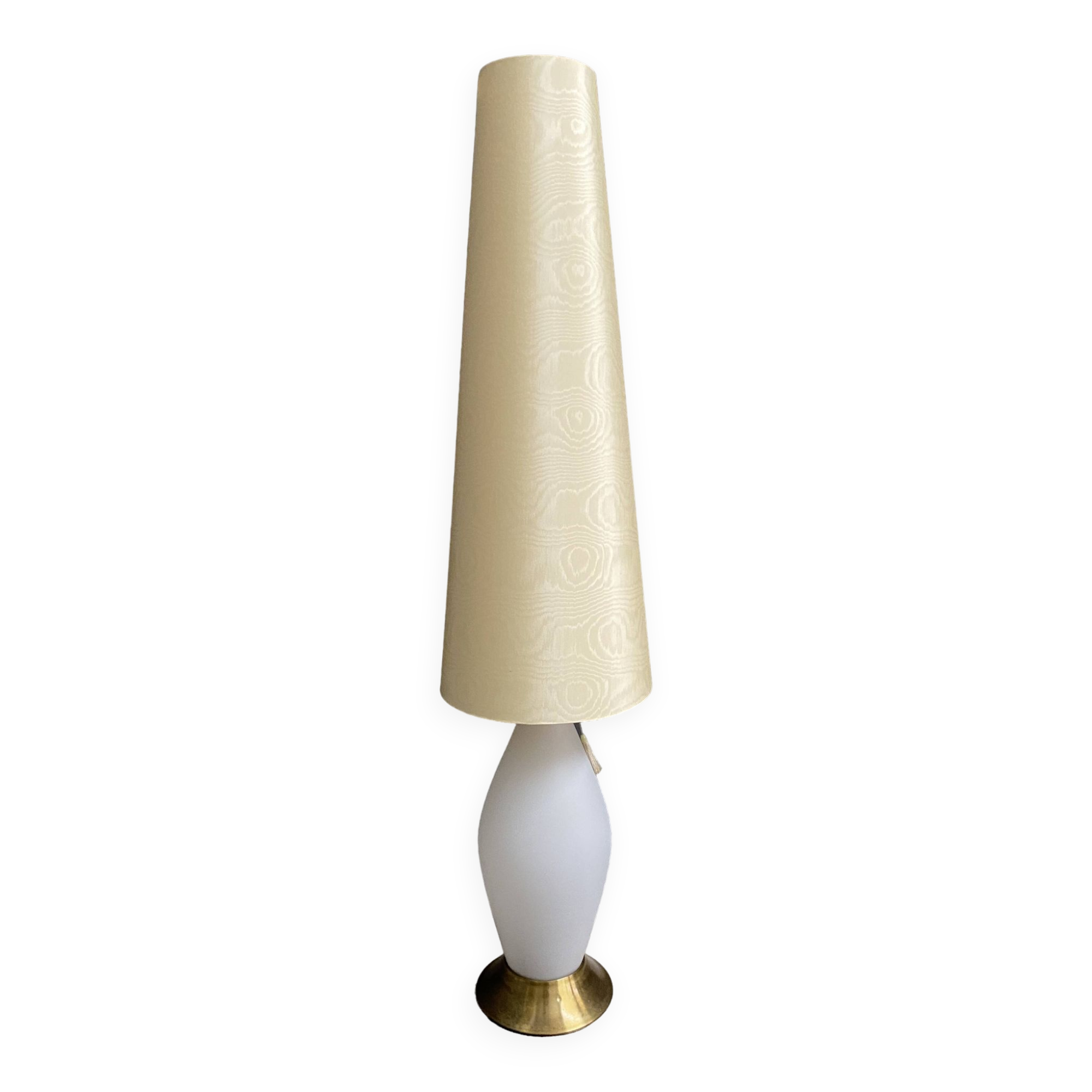 Glass floor lamp with large off-white lampshade, 1960s