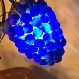 Living room lamp bronze 1980 venice murano glass blue fruit, 47x34