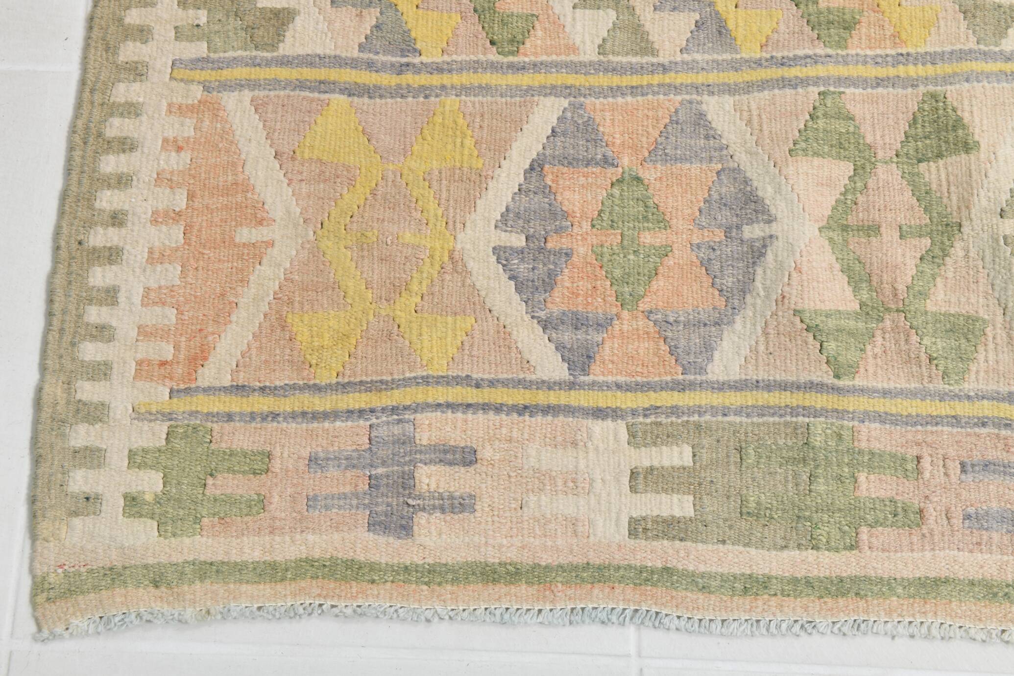 Tapis Kilim Vintage Laine Fait Main, Bohème, Motifs Géométriques, 149X247Cm