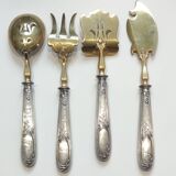 Ancien service  à dessert mignardises 4 pièces argent gaufré poinçon minerve