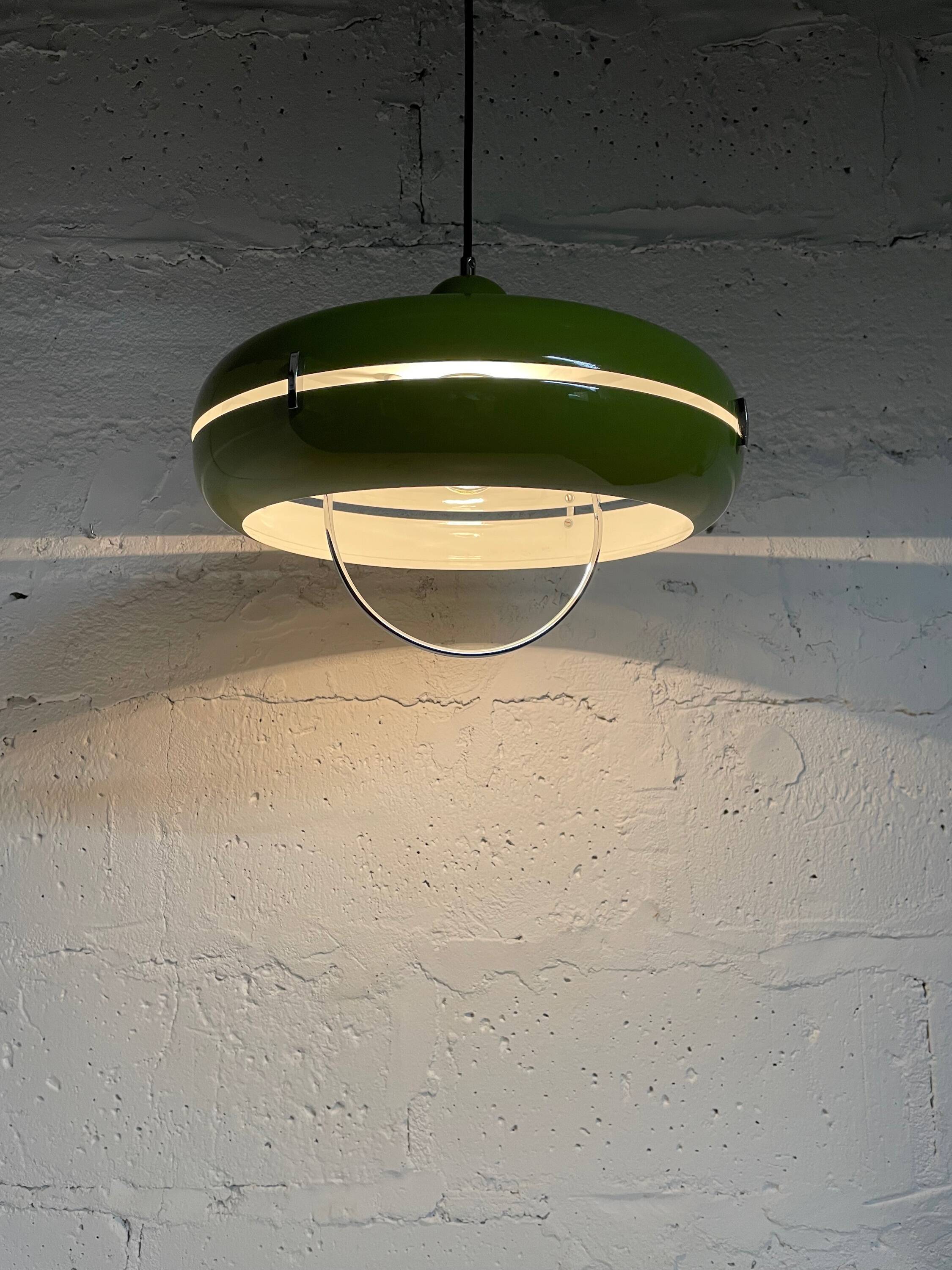 Green hanging lamp, Licht Studio, Italy 1970s
