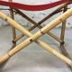 Lot of 4 chairs in rattan and red fabric, folding, 1960s